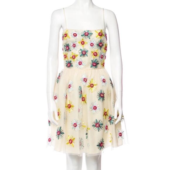 NWT red valentino tulle off white floral embroidered dress - Picture 4 of 13